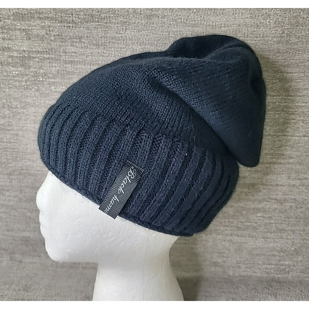 Black Humor Knit Beanie Hat Black Unisex Slouchy Chunky Winter Warm Soft‎ Lining